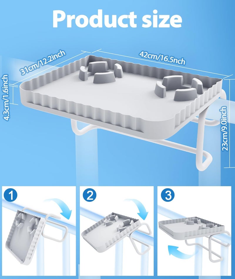 Lebenwell Pool Bar Side Bar, Swim Up Bar, Designed for Above-Ground Round/Rectangle/Oval Pools, Portable Poolside Bar Patio Poolside Table, Gray - Image 4
